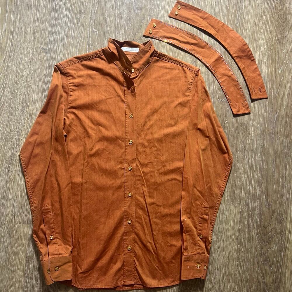 Vintage RJ Classics Prestige Equestrian Show Shirt Rust Detachable Collar Sz34